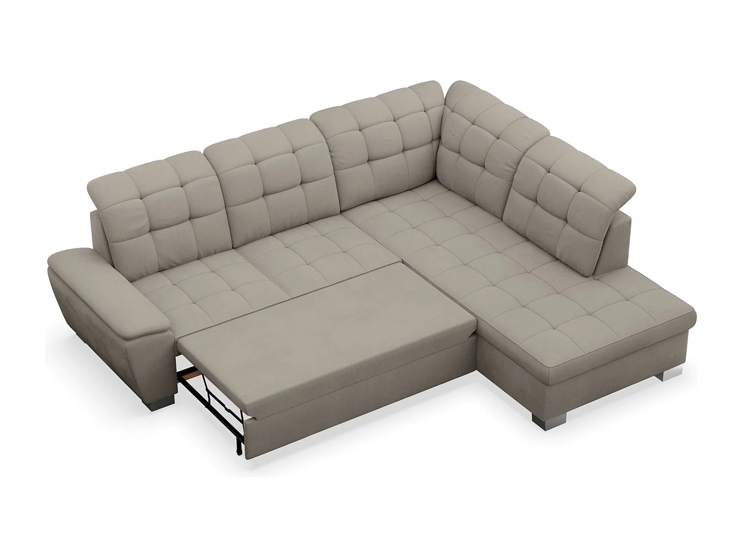 Ecksofa - Schlaffunktion und Stauraum - rechtsseitig - taupe - JAMAAL