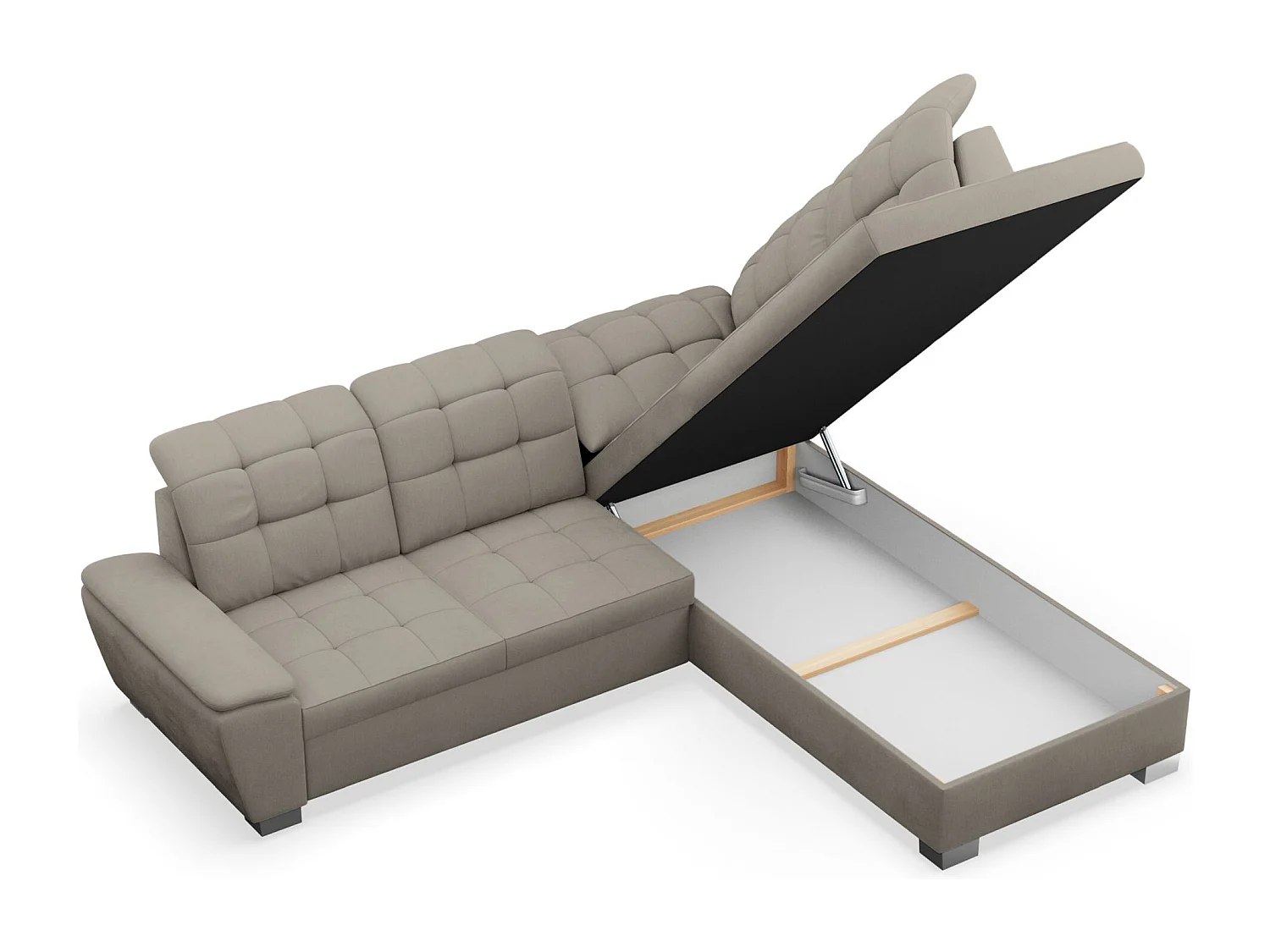 Ecksofa - Schlaffunktion und Stauraum - rechtsseitig - taupe - JAMAAL