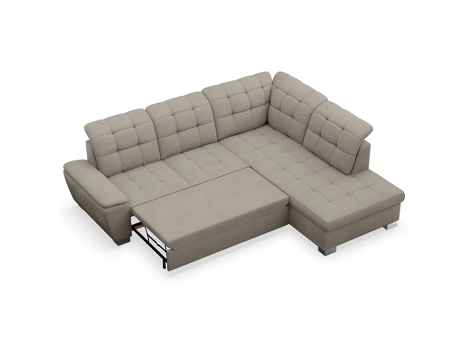 Ecksofa - Schlaffunktion und Stauraum - rechtsseitig - taupe - JAMAAL