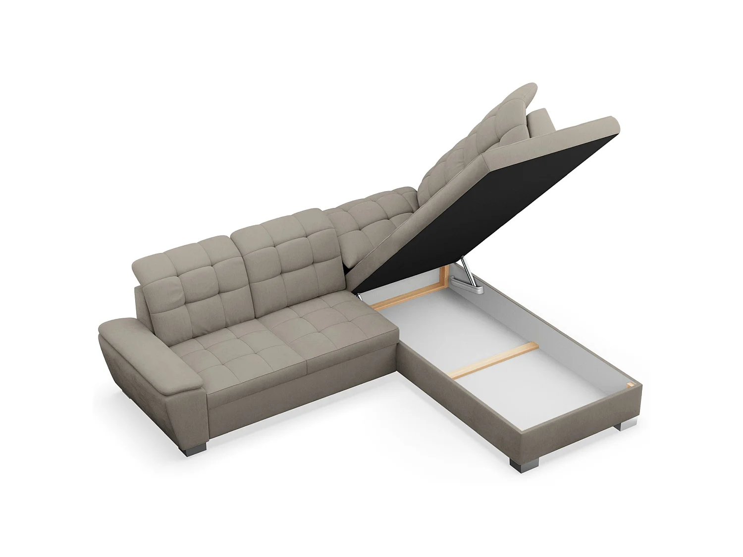 Ecksofa - Schlaffunktion und Stauraum - rechtsseitig - taupe - JAMAAL