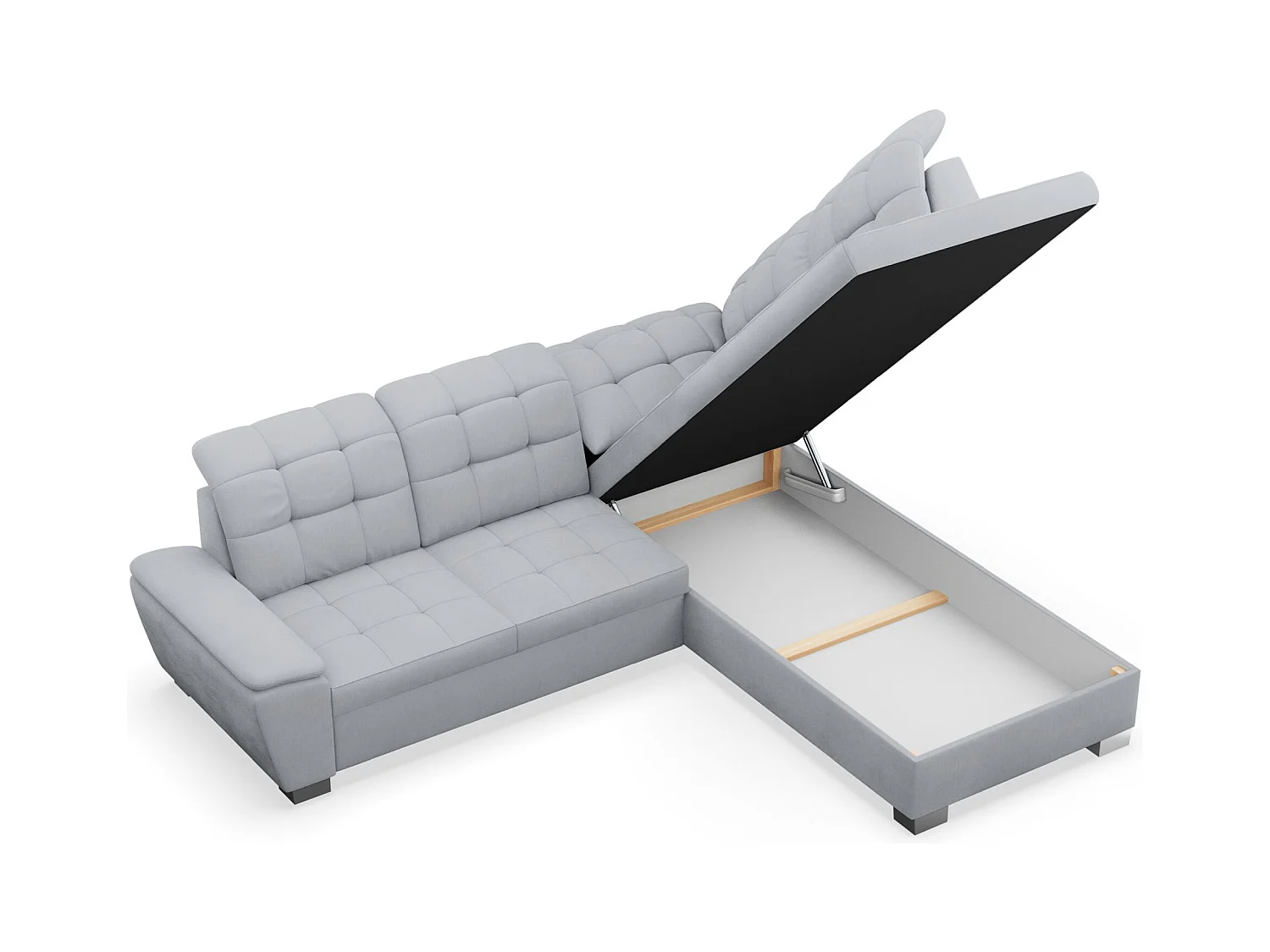 Canapé d'angle convertible L – gris clair– côté droit – JAMAAL