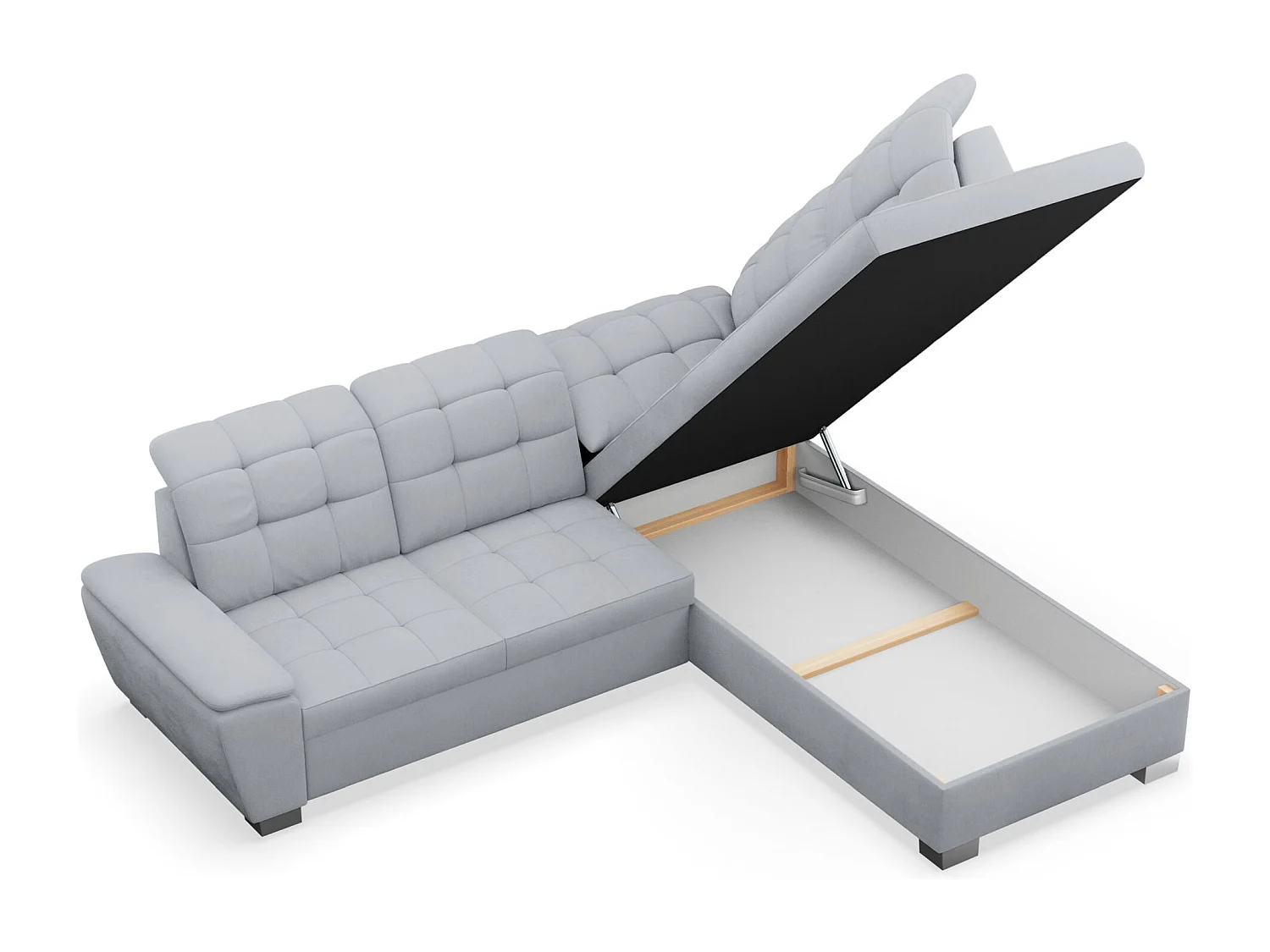 Ecksofa - Schlaffunktion und Stauraum - rechtsseitig - hellgrau - JAMAAL