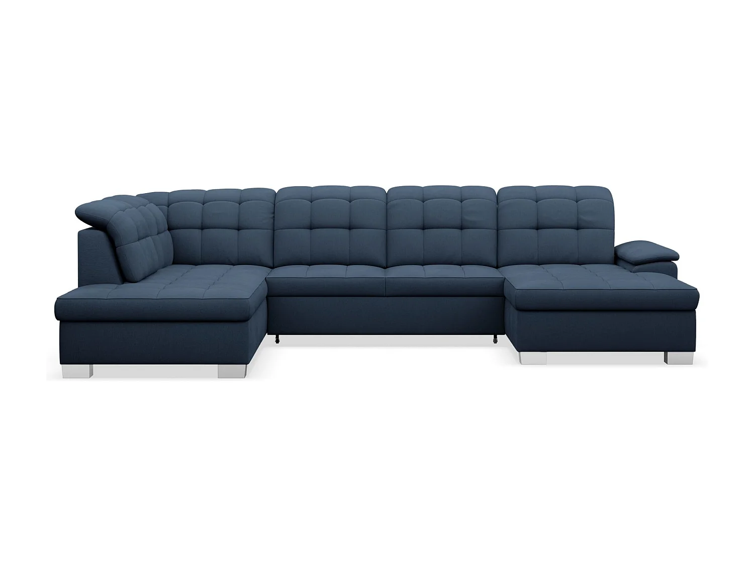 Canapé d'angle U convertible –marine blau tressé– côté droit – JAMAAL