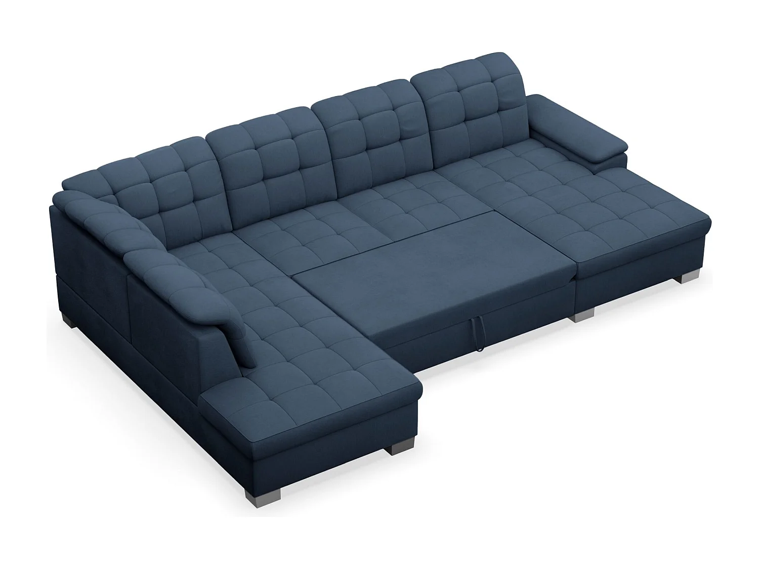 Wohnlandschaft - Schlaffunktion und Stauraum - rechtsseitig - marineblau - JAMAAL