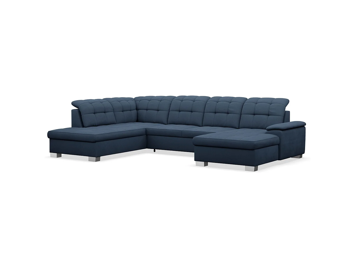 Canapé d'angle U convertible –marine blau tressé– côté droit – JAMAAL