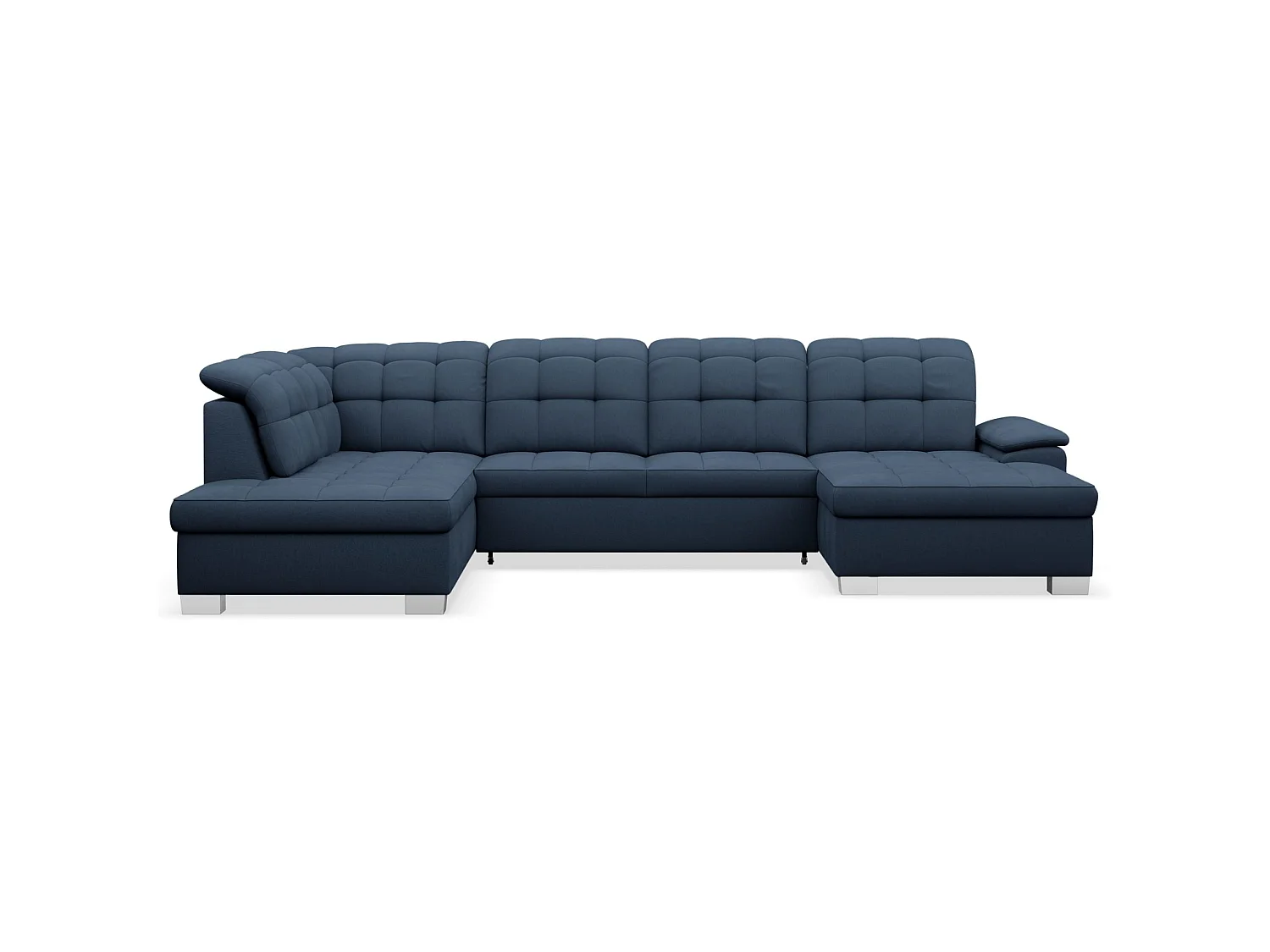 Canapé d'angle U convertible –marine blau tressé– côté droit – JAMAAL