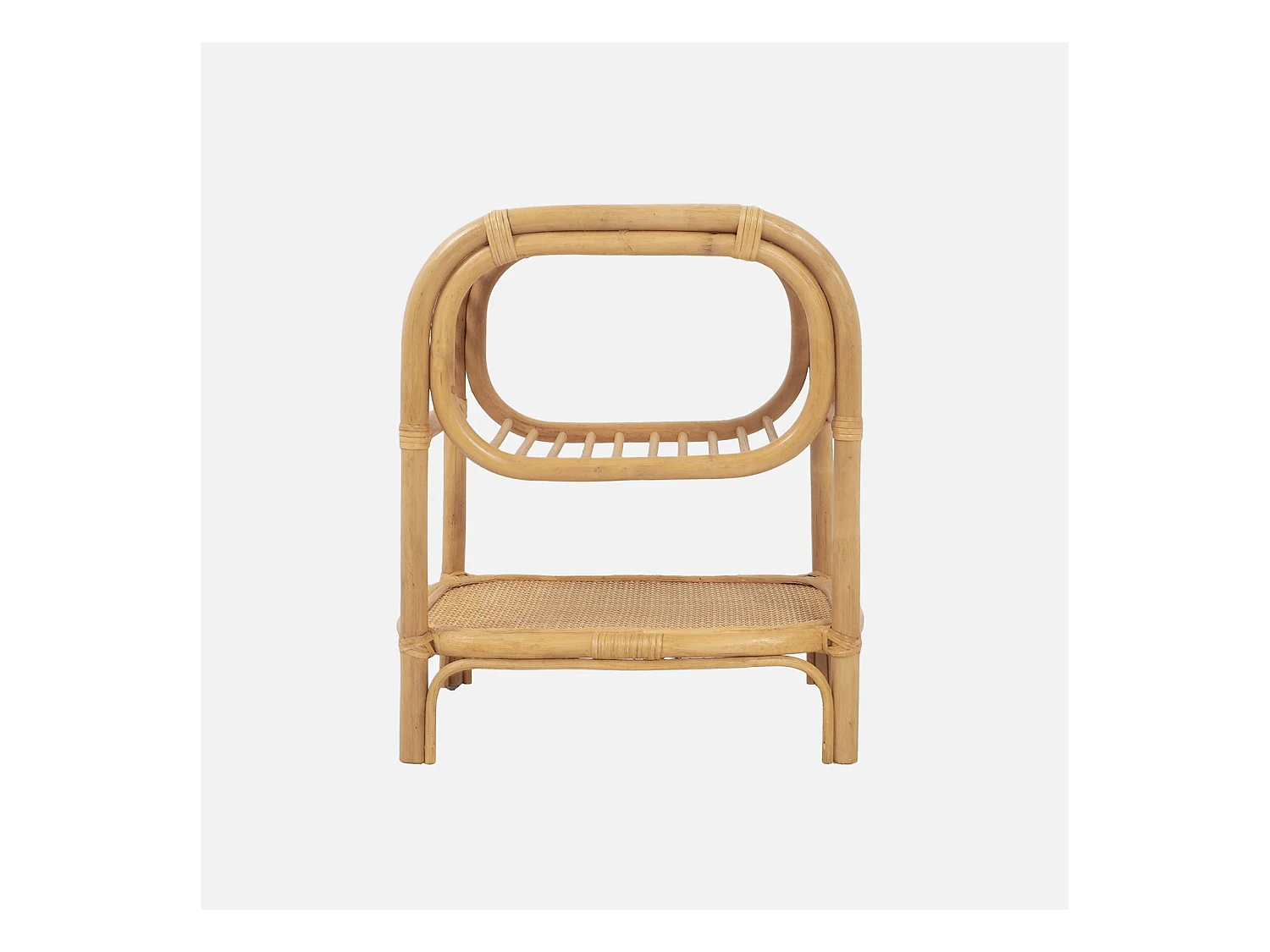 Set di 2 comodini in rattan naturale curvato, 1 vano, marrone naturale