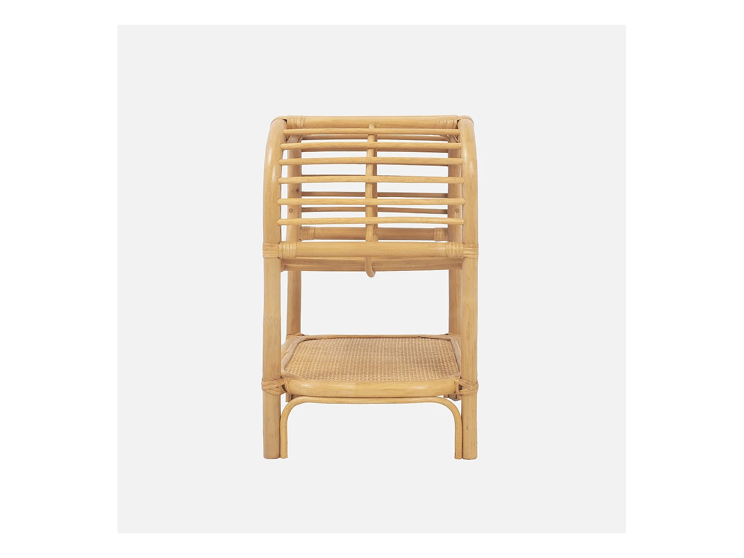 Set di 2 comodini in rattan naturale curvato, 1 vano, marrone naturale