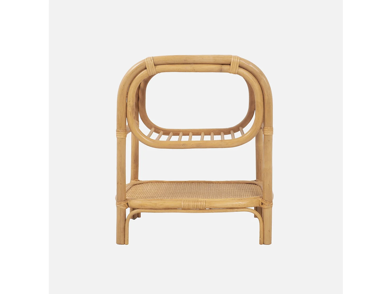 Set di 2 comodini in rattan naturale curvato, 1 vano, marrone naturale