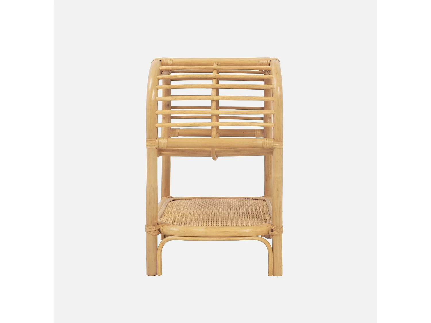 Set di 2 comodini in rattan naturale curvato, 1 vano, marrone naturale
