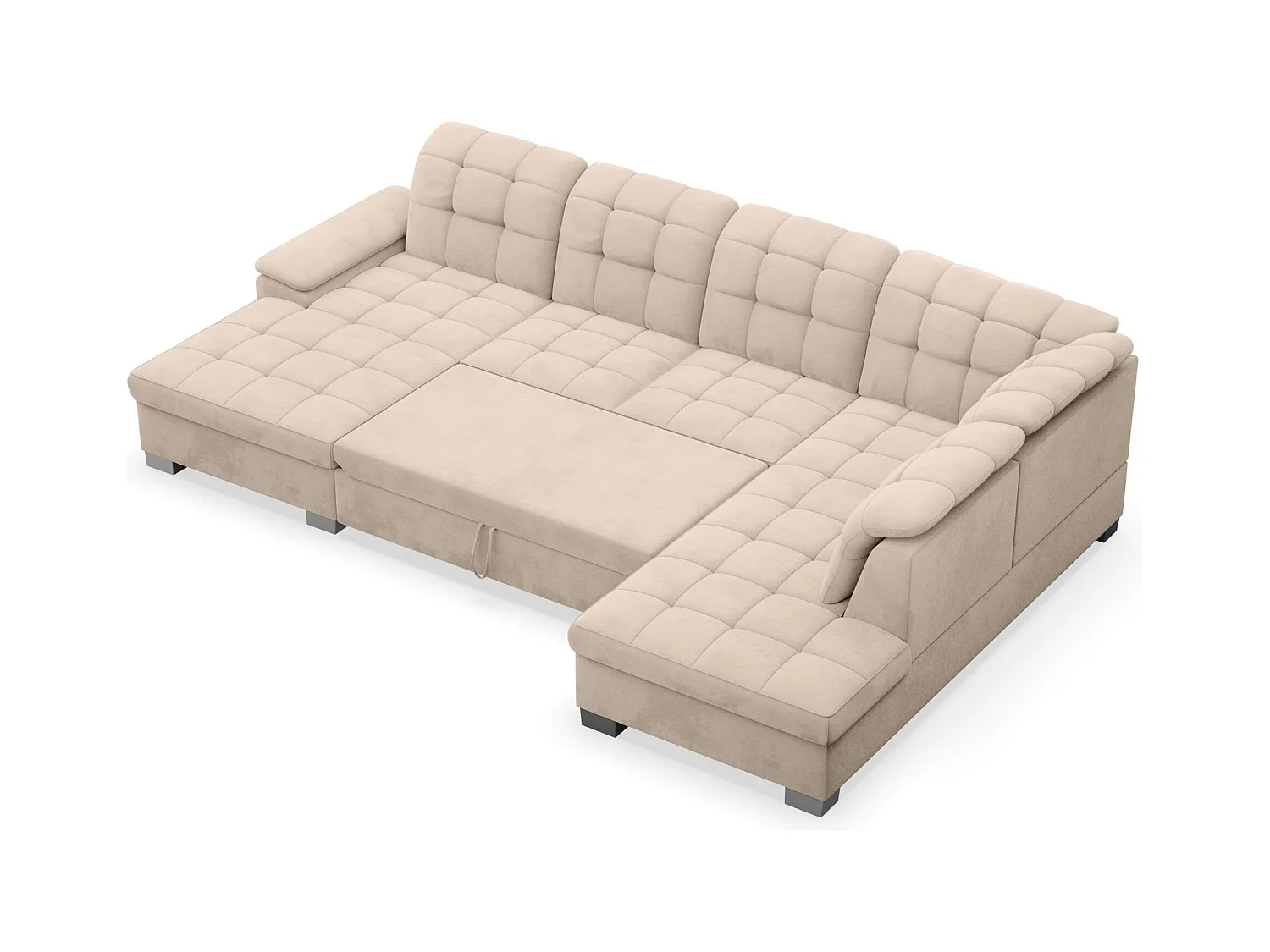 Canapé d'angle U convertible – beige– côté gauche – JAMAAL