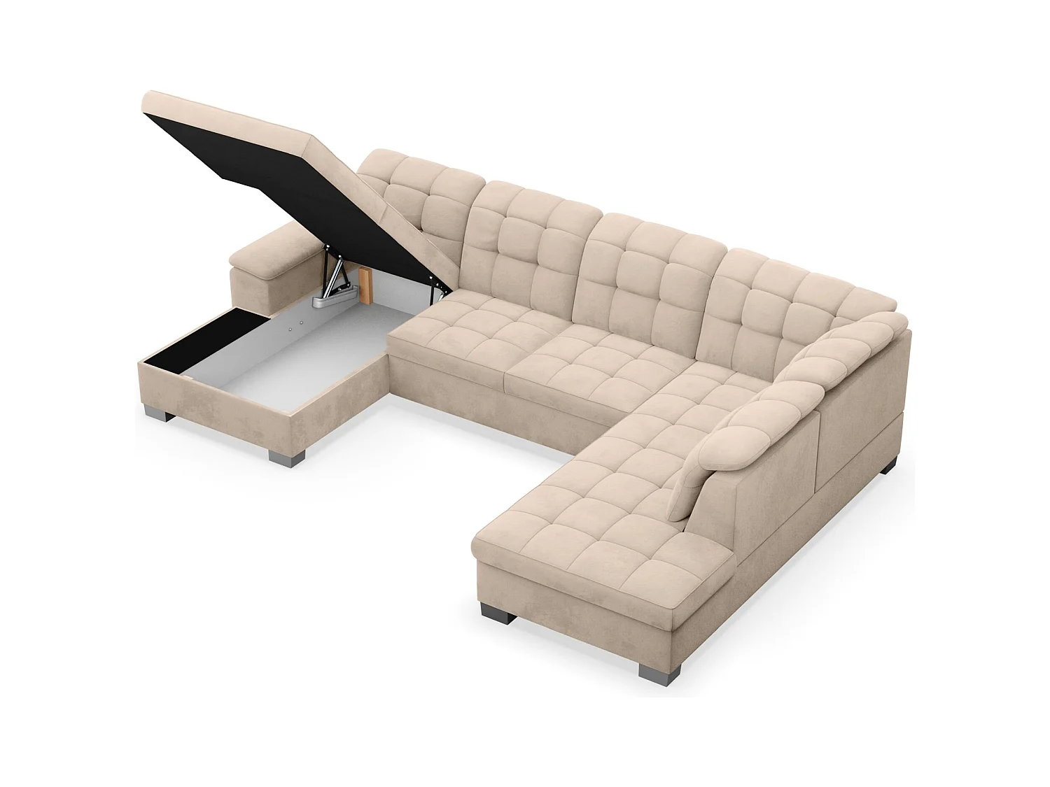 Canapé d'angle U convertible – beige– côté gauche – JAMAAL