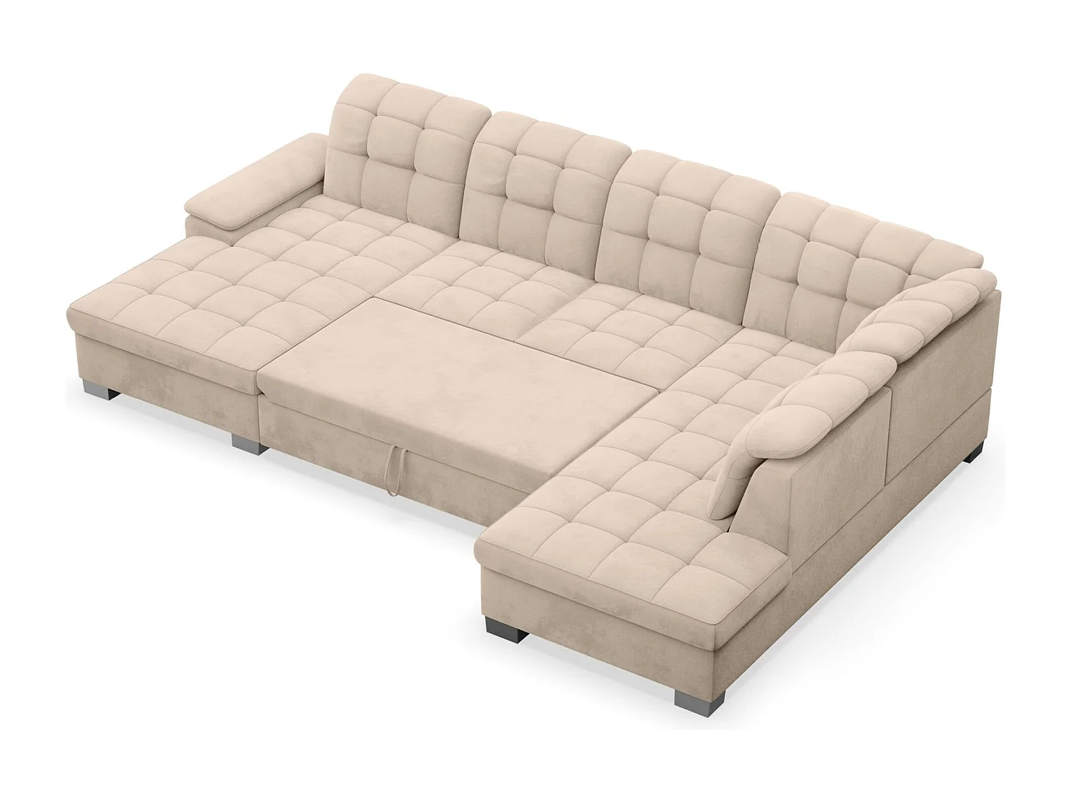 Wohnlandschaft - Schlaffunktion und Veloursbezug - links - beige - JAMAAL