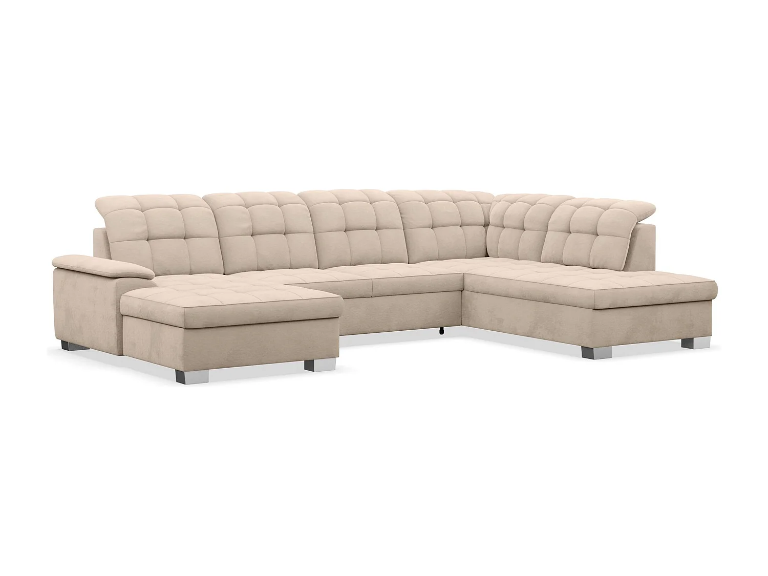 Wohnlandschaft - Schlaffunktion und Veloursbezug - links - beige - JAMAAL