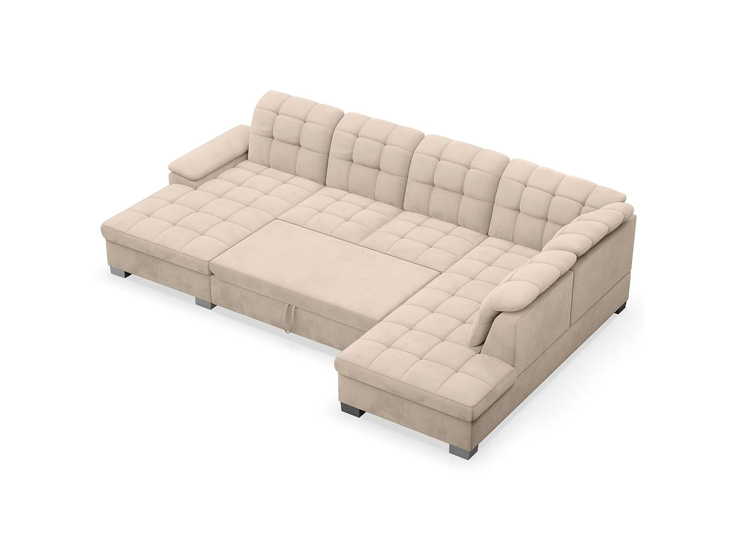 Canapé d'angle U convertible – beige– côté gauche – JAMAAL
