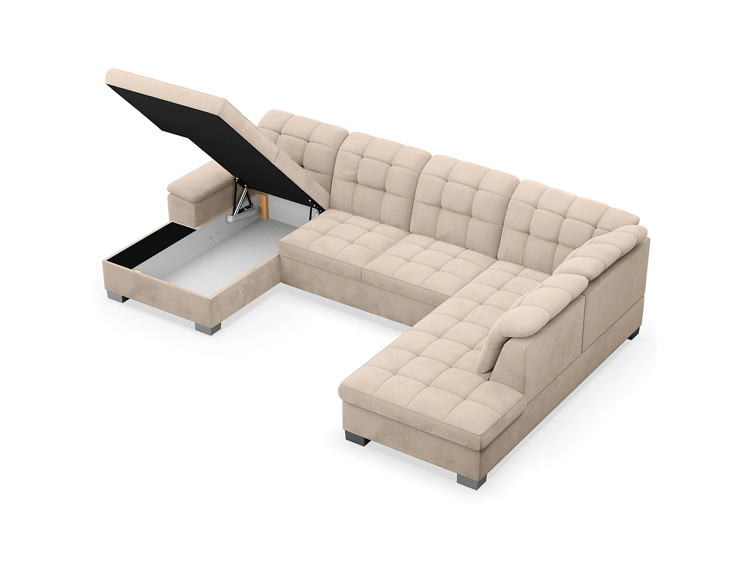 Canapé d'angle U convertible – beige– côté gauche – JAMAAL
