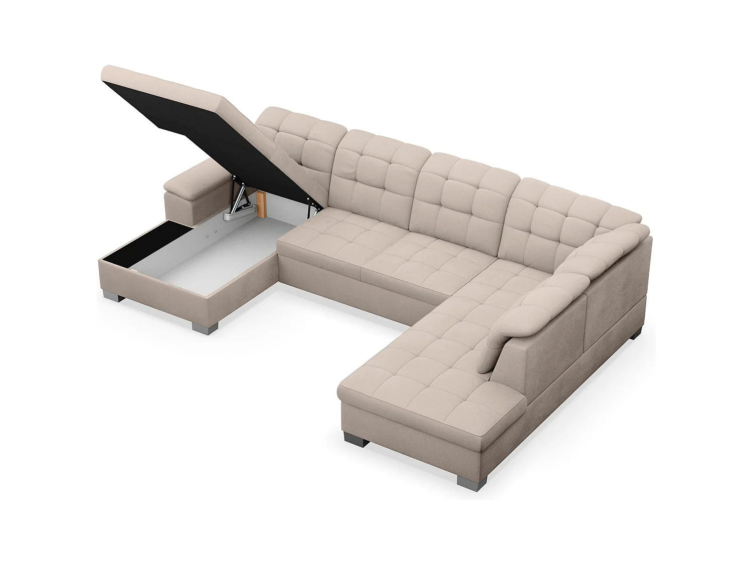 Canapé d'angle U convertible – beige tressé– côté gauche – JAMAAL