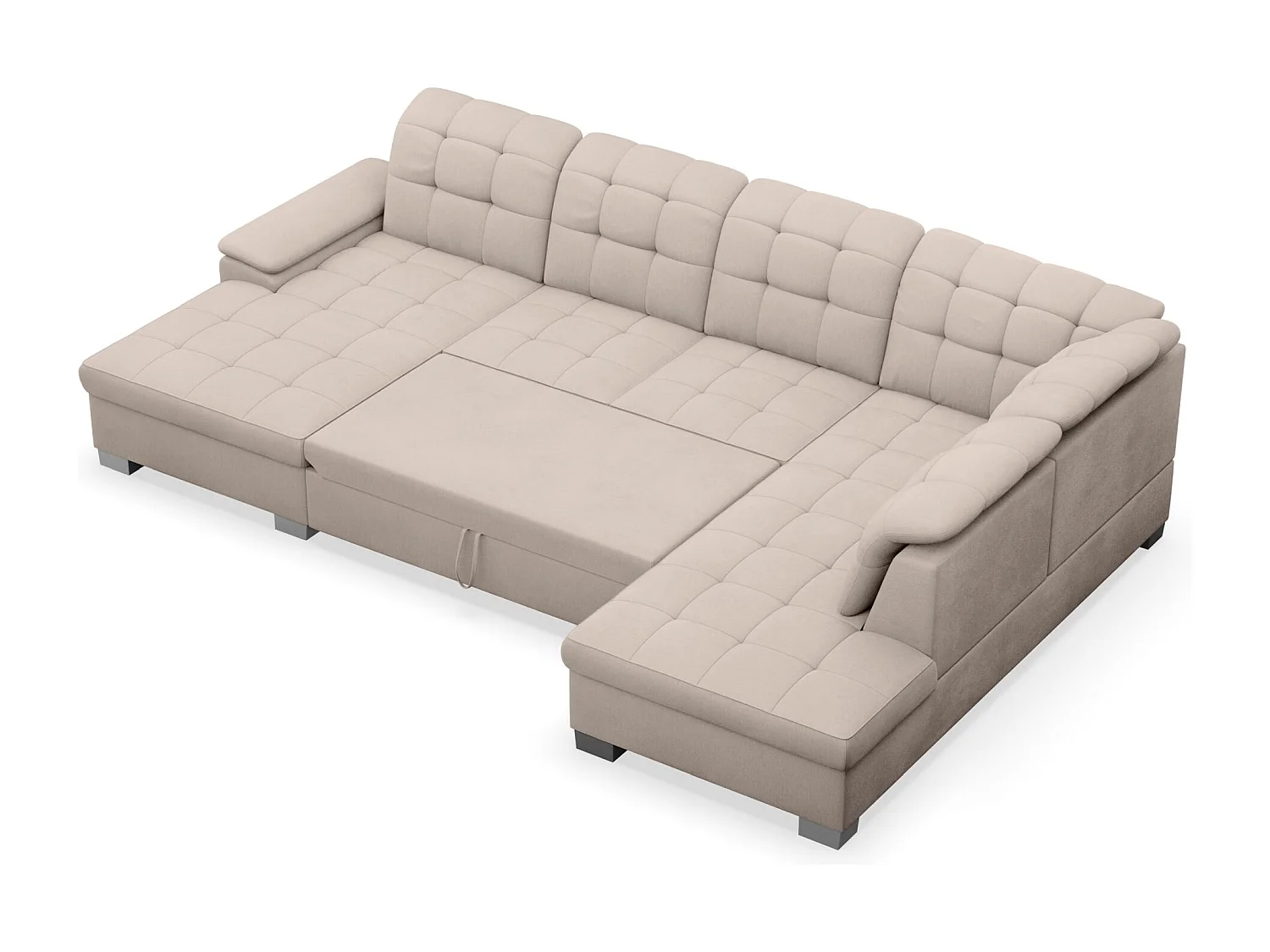 Canapé d'angle U convertible – beige tressé– côté gauche – JAMAAL