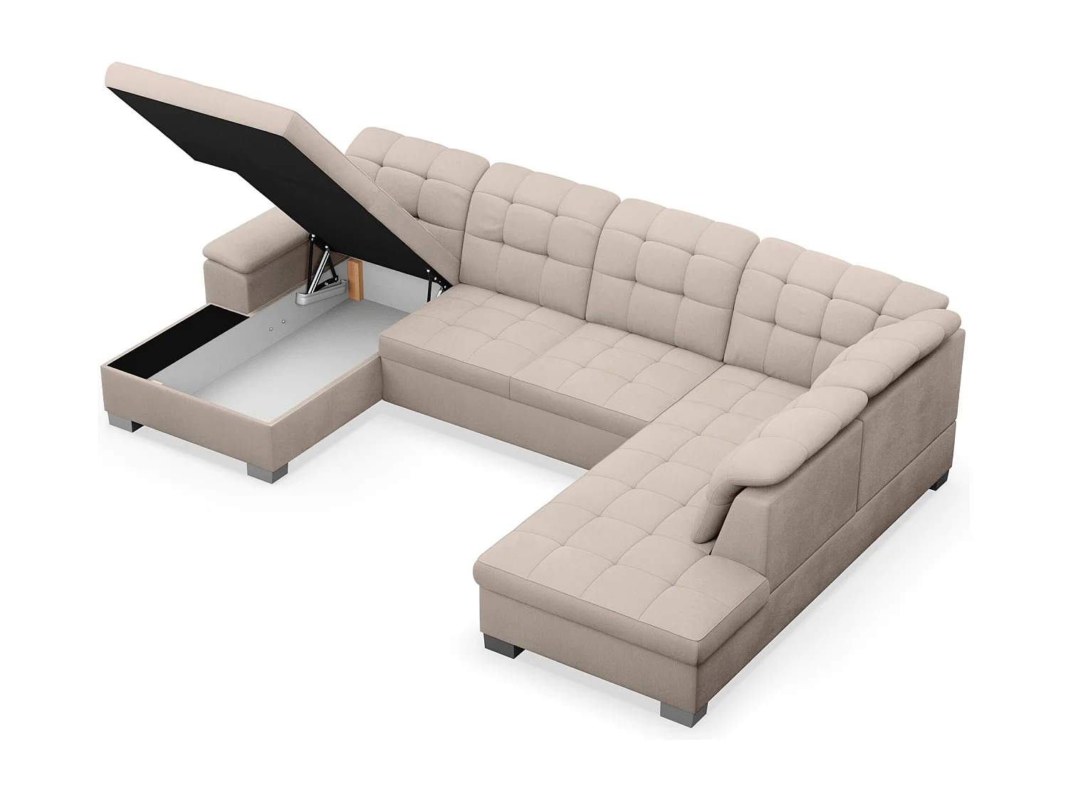 Canapé d'angle U convertible – beige tressé– côté gauche – JAMAAL