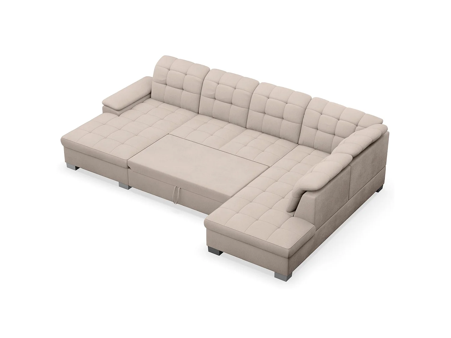 Canapé d'angle U convertible – beige tressé– côté gauche – JAMAAL
