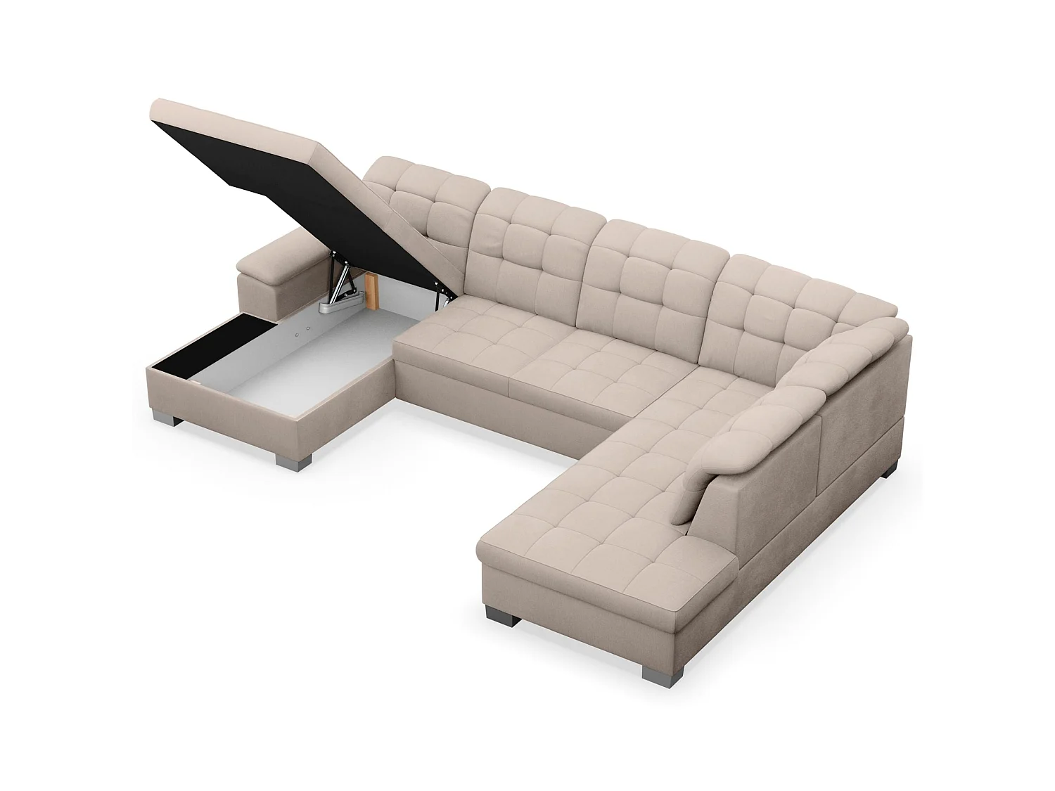 Canapé d'angle U convertible – beige tressé– côté gauche – JAMAAL