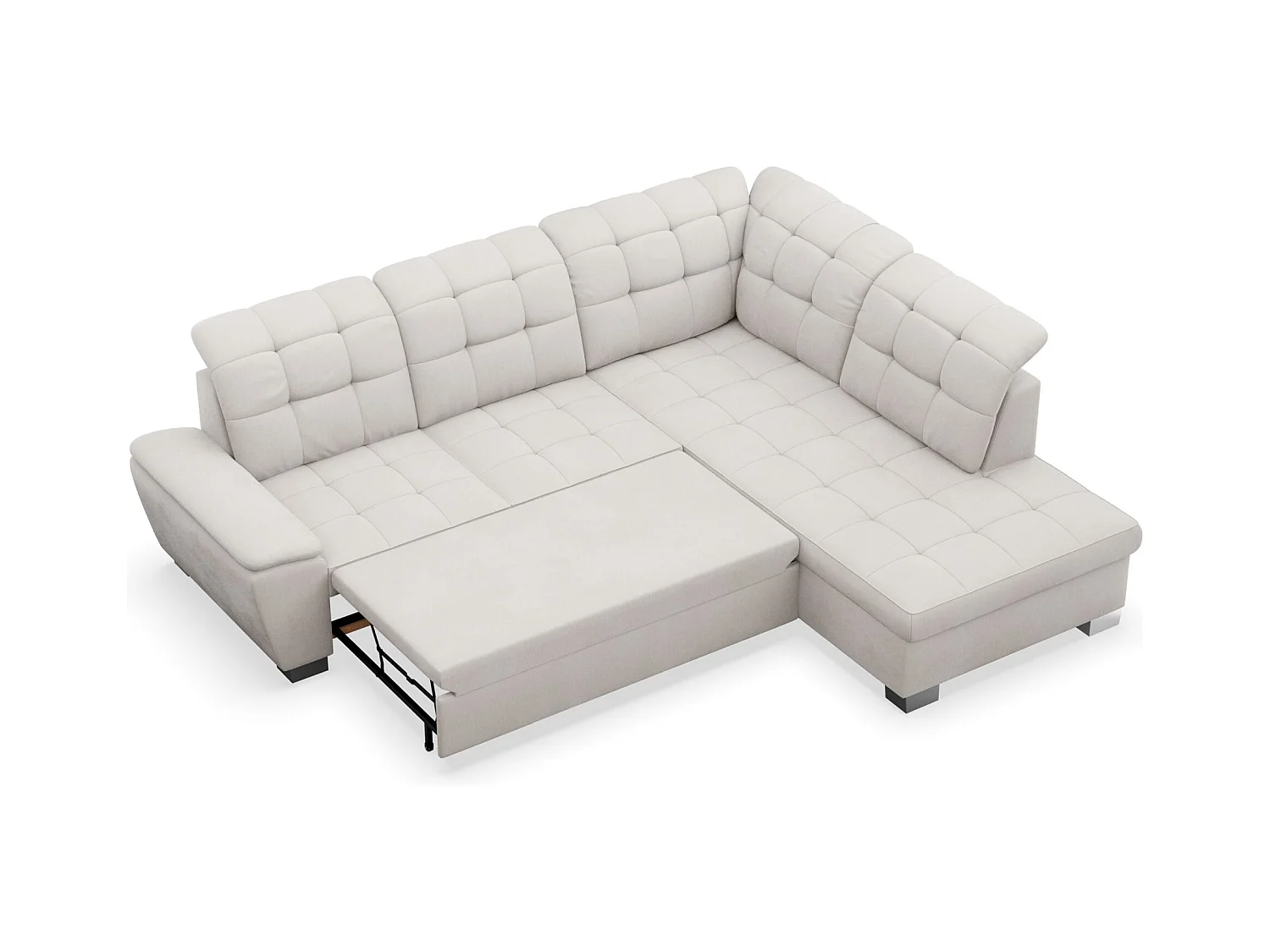 Canapé d'angle convertible L – crème – côté droit – JAMAAL