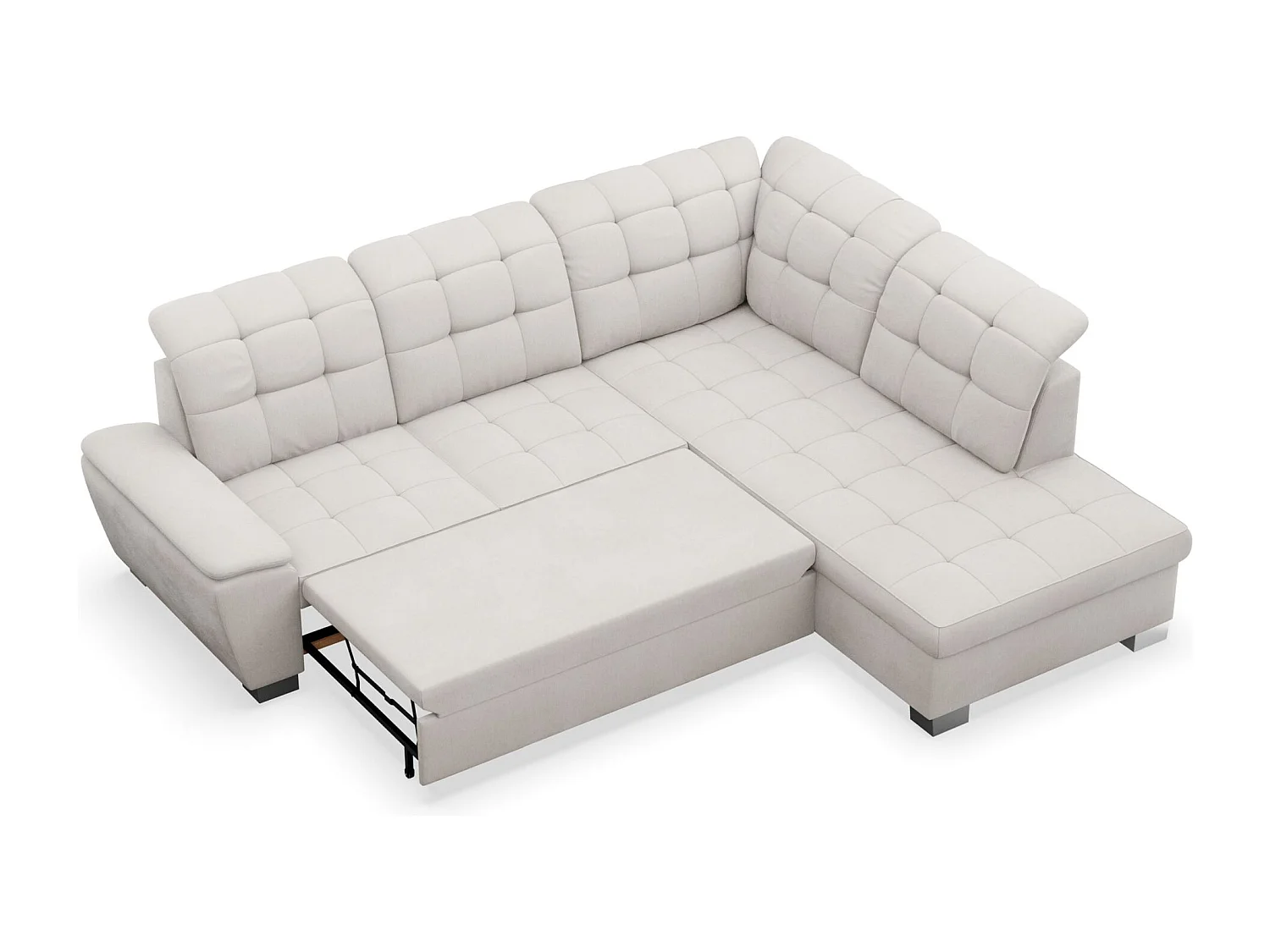 Ecksofa - Schlaffunktion und Stauraum - rechtsseitig - creme - JAMAAL