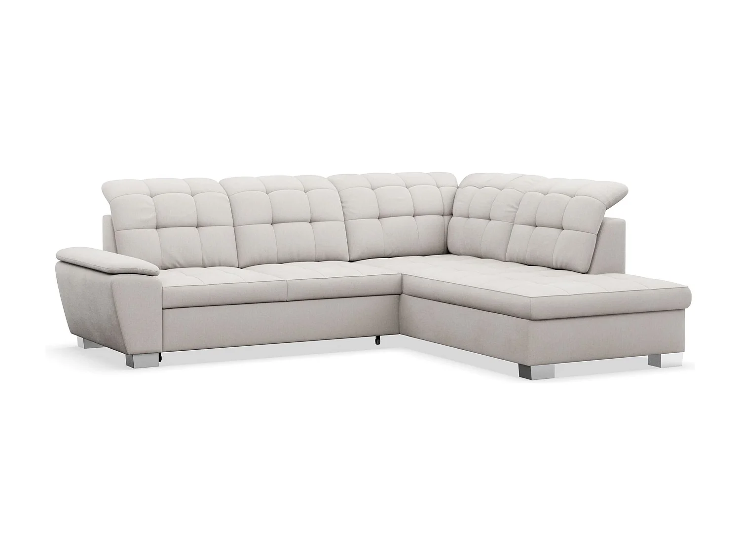 Ecksofa - Schlaffunktion und Stauraum - rechtsseitig - creme - JAMAAL