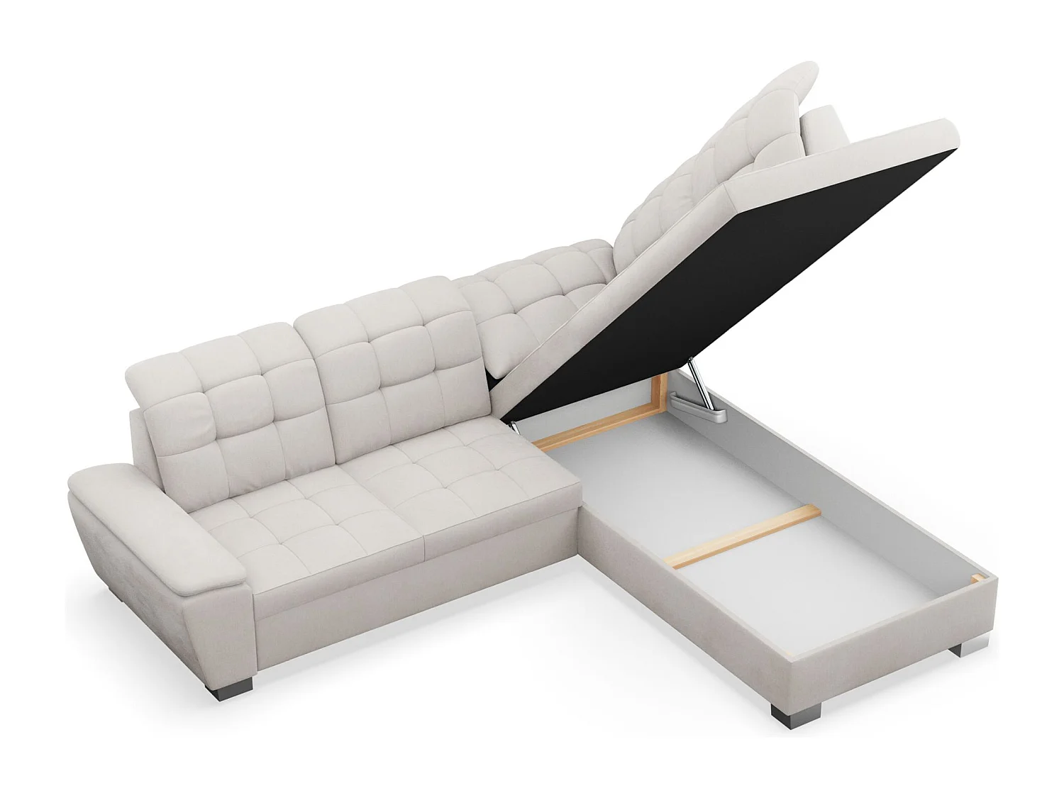Ecksofa - Schlaffunktion und Stauraum - rechtsseitig - creme - JAMAAL