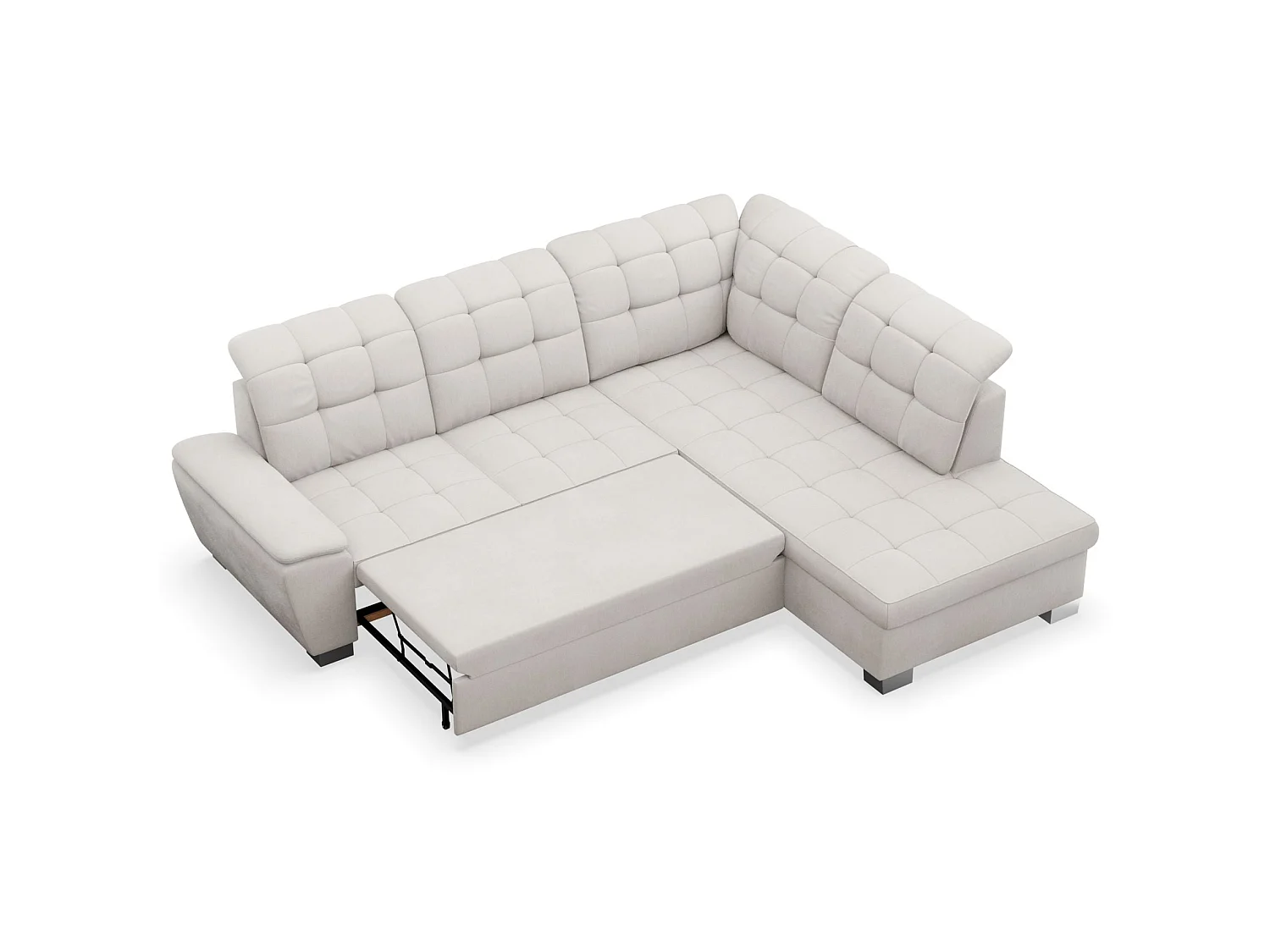 Ecksofa - Schlaffunktion und Stauraum - rechtsseitig - creme - JAMAAL