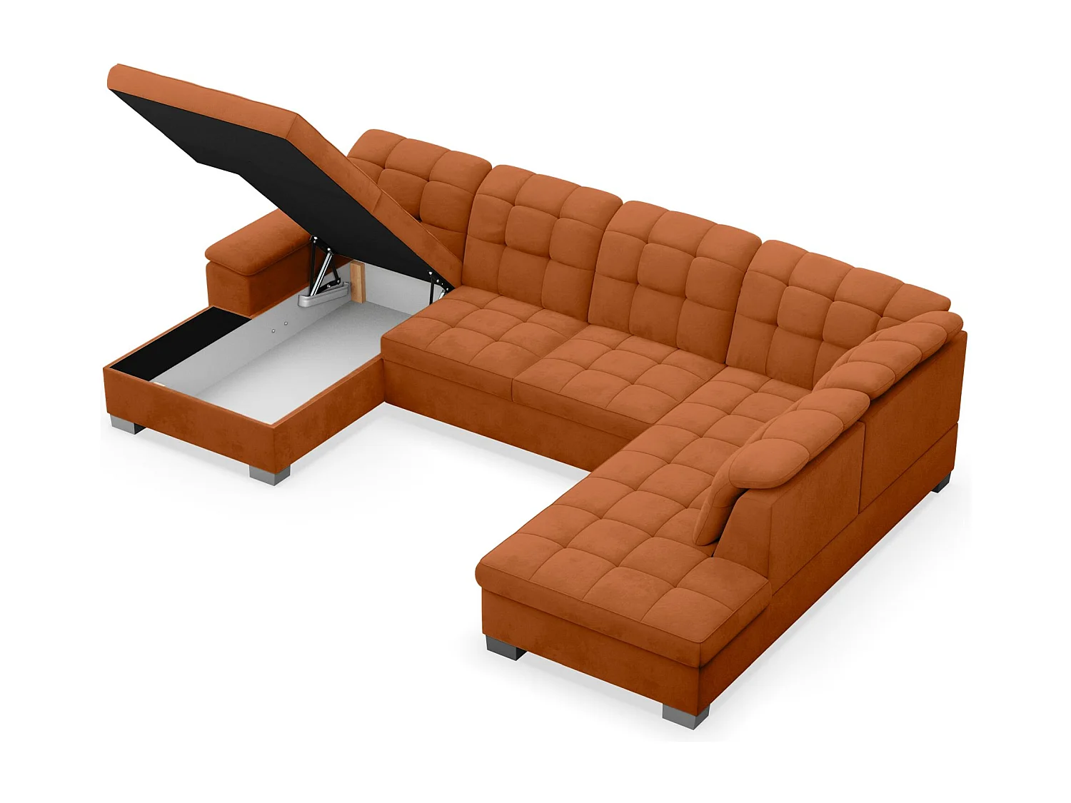 Canapé d'angle U convertible –couleur cuivre– côté gauche – JAMAAL