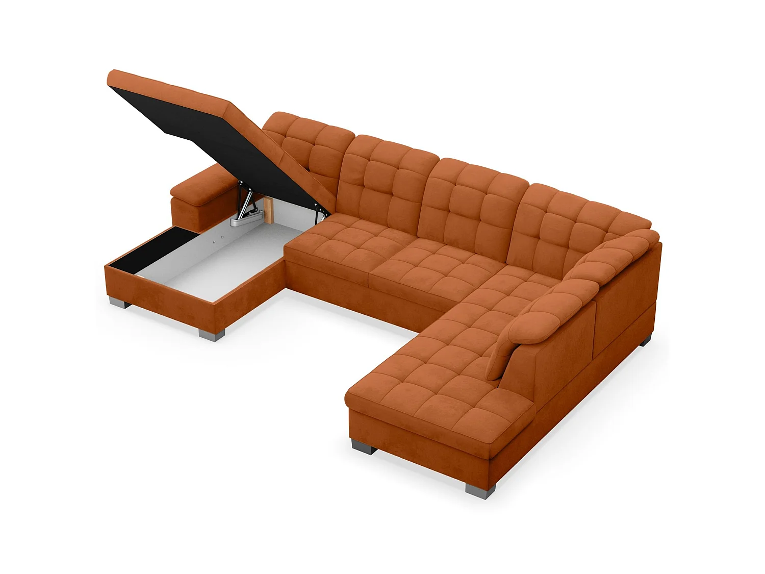 Canapé d'angle U convertible –couleur cuivre– côté gauche – JAMAAL