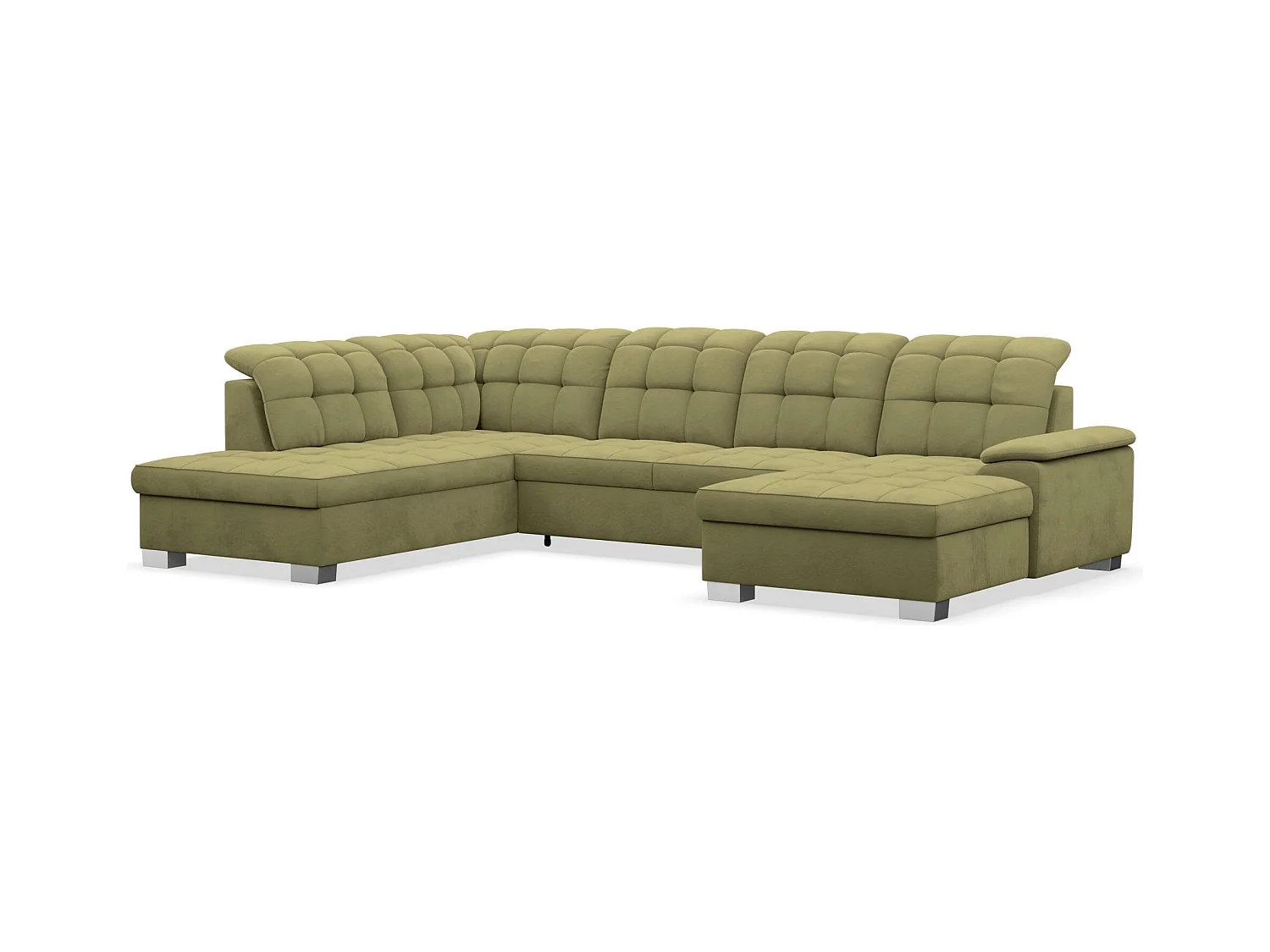 Canapé d'angle U convertible – vert olive– côté droit – JAMAAL