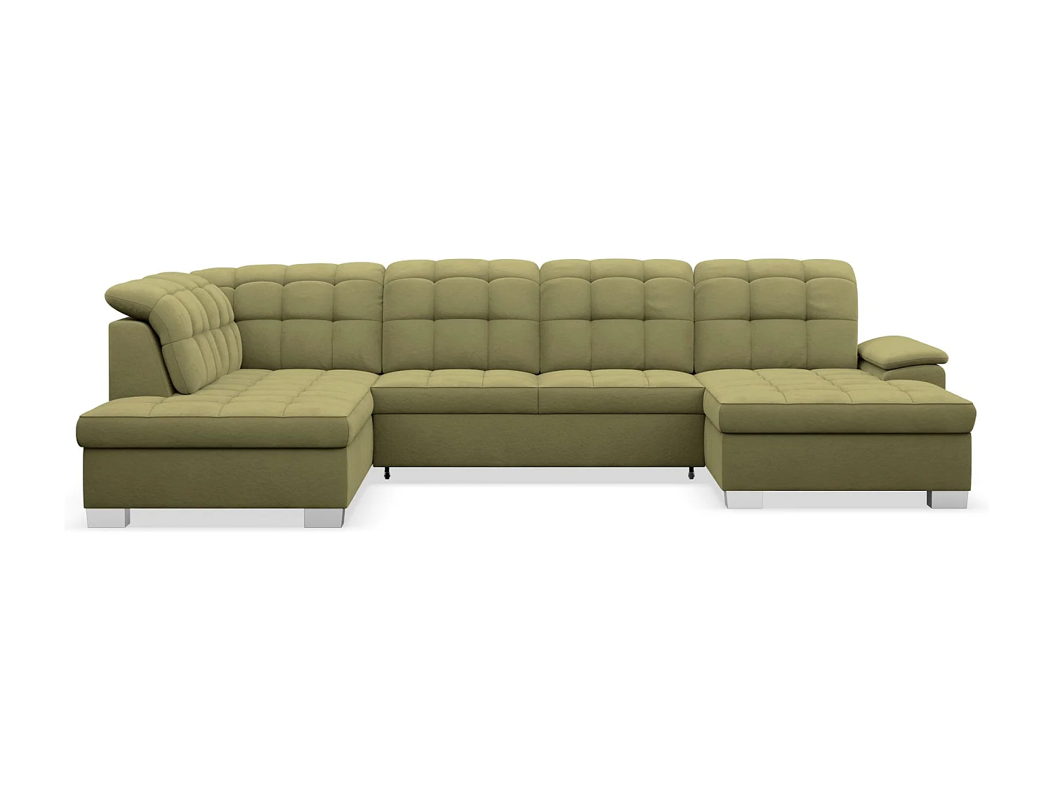 Canapé d'angle U convertible – vert olive– côté droit – JAMAAL