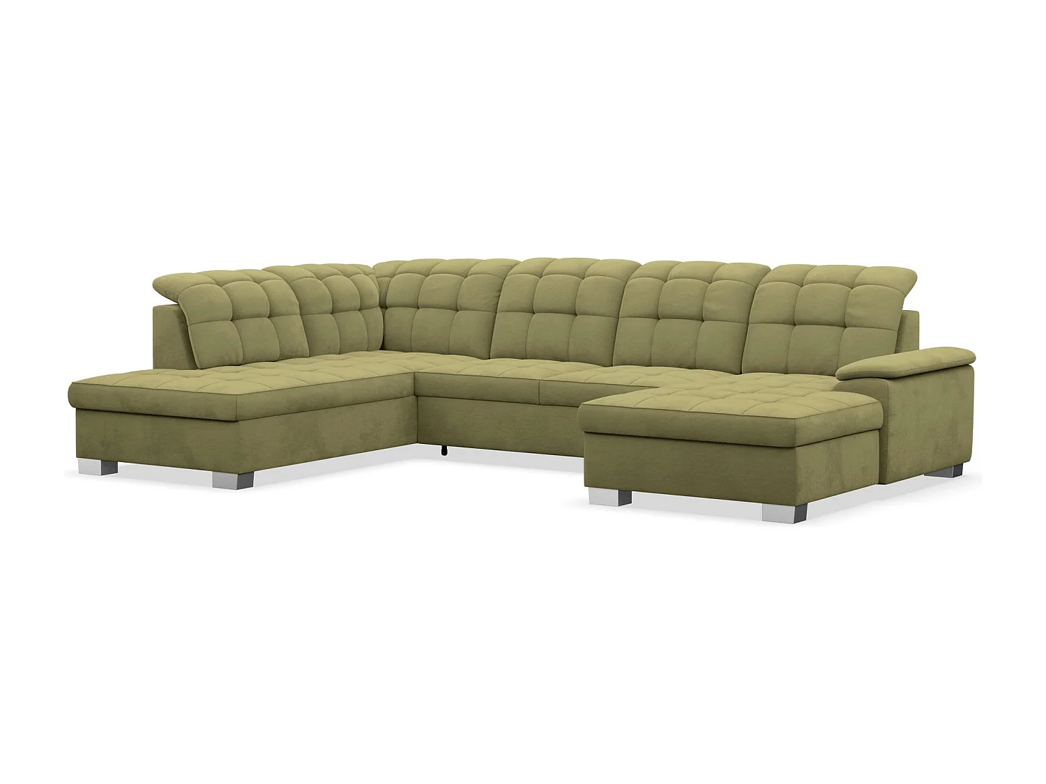 Wohnlandschaft - Schlaffunktion und Veloursbezug - rechts - olivgrün - JAMAAL