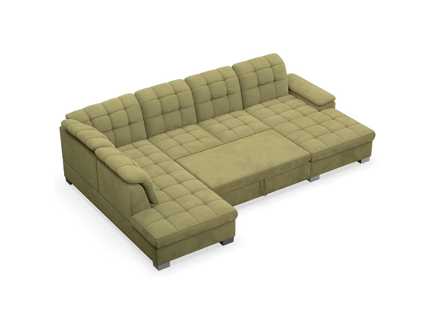 Canapé d'angle U convertible – vert olive– côté droit – JAMAAL