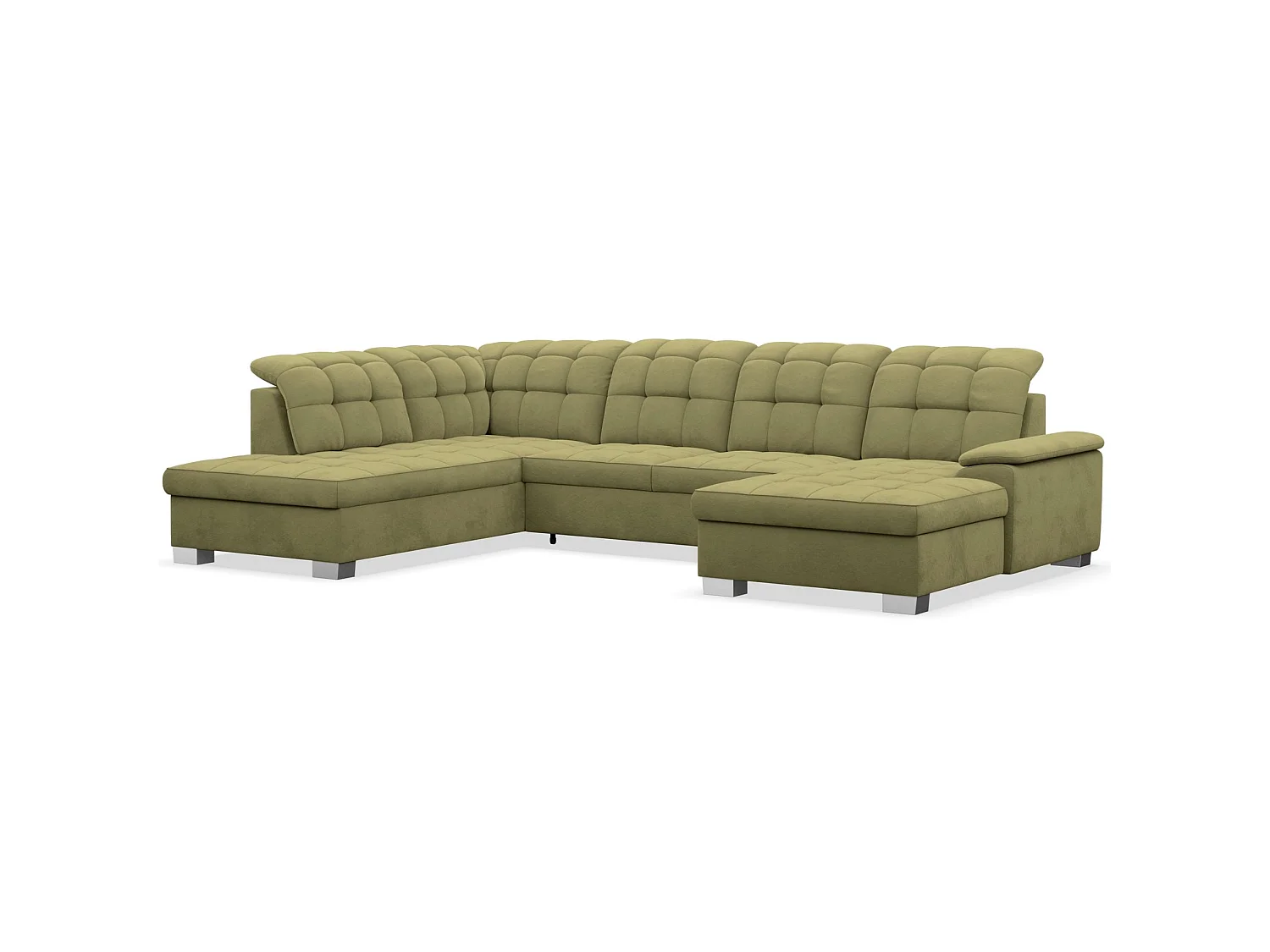 Canapé d'angle U convertible – vert olive– côté droit – JAMAAL