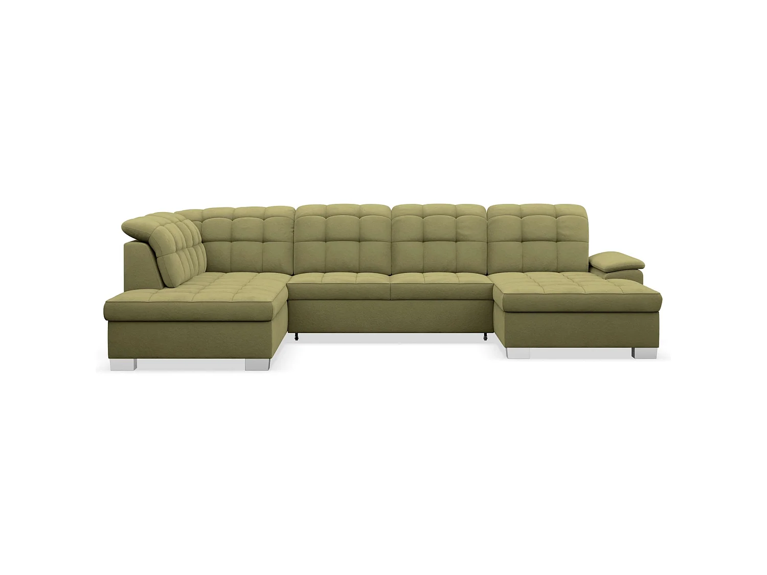 Canapé d'angle U convertible – vert olive– côté droit – JAMAAL