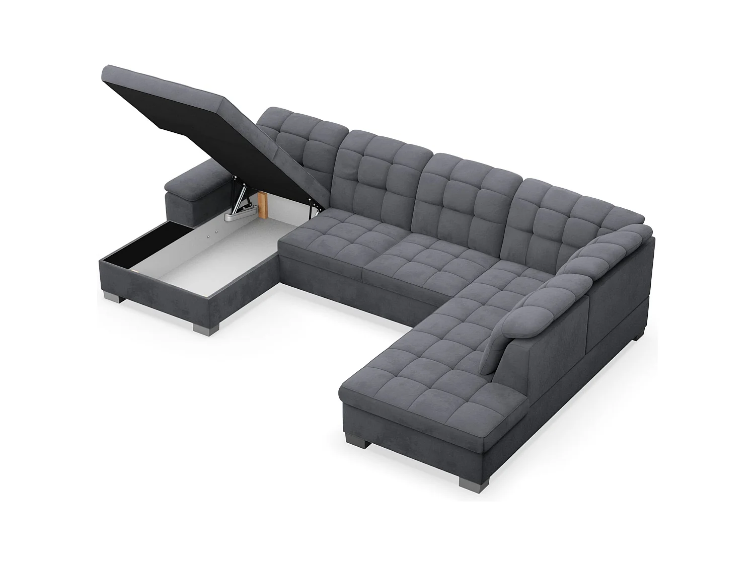 Canapé d'angle U convertible –gris foncé– côté gauche – JAMAAL