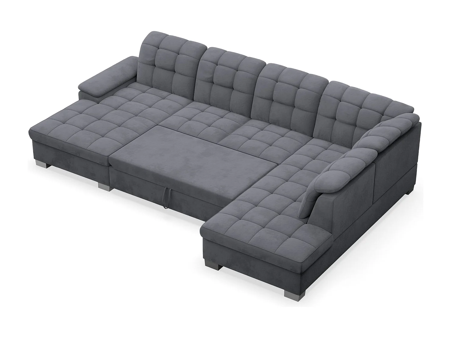 Wohnlandschaft - Schlaffunktion und Veloursbezug - links - dunkelgrau - JAMAAL