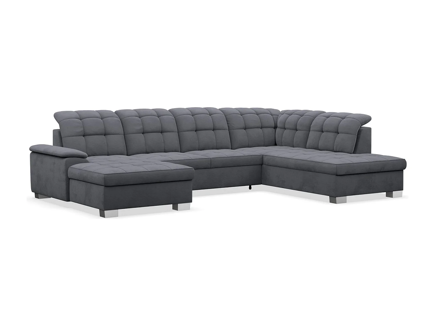 Wohnlandschaft - Schlaffunktion und Veloursbezug - links - dunkelgrau - JAMAAL