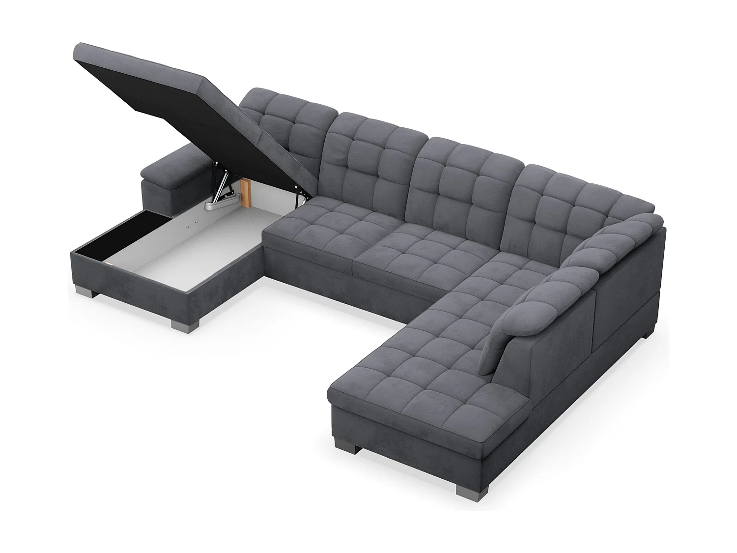 Wohnlandschaft - Schlaffunktion und Veloursbezug - links - dunkelgrau - JAMAAL