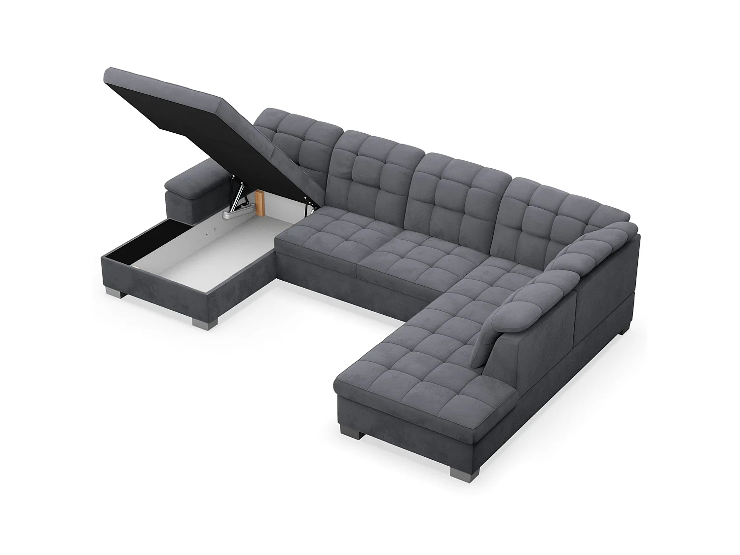 Canapé d'angle U convertible –gris foncé– côté gauche – JAMAAL