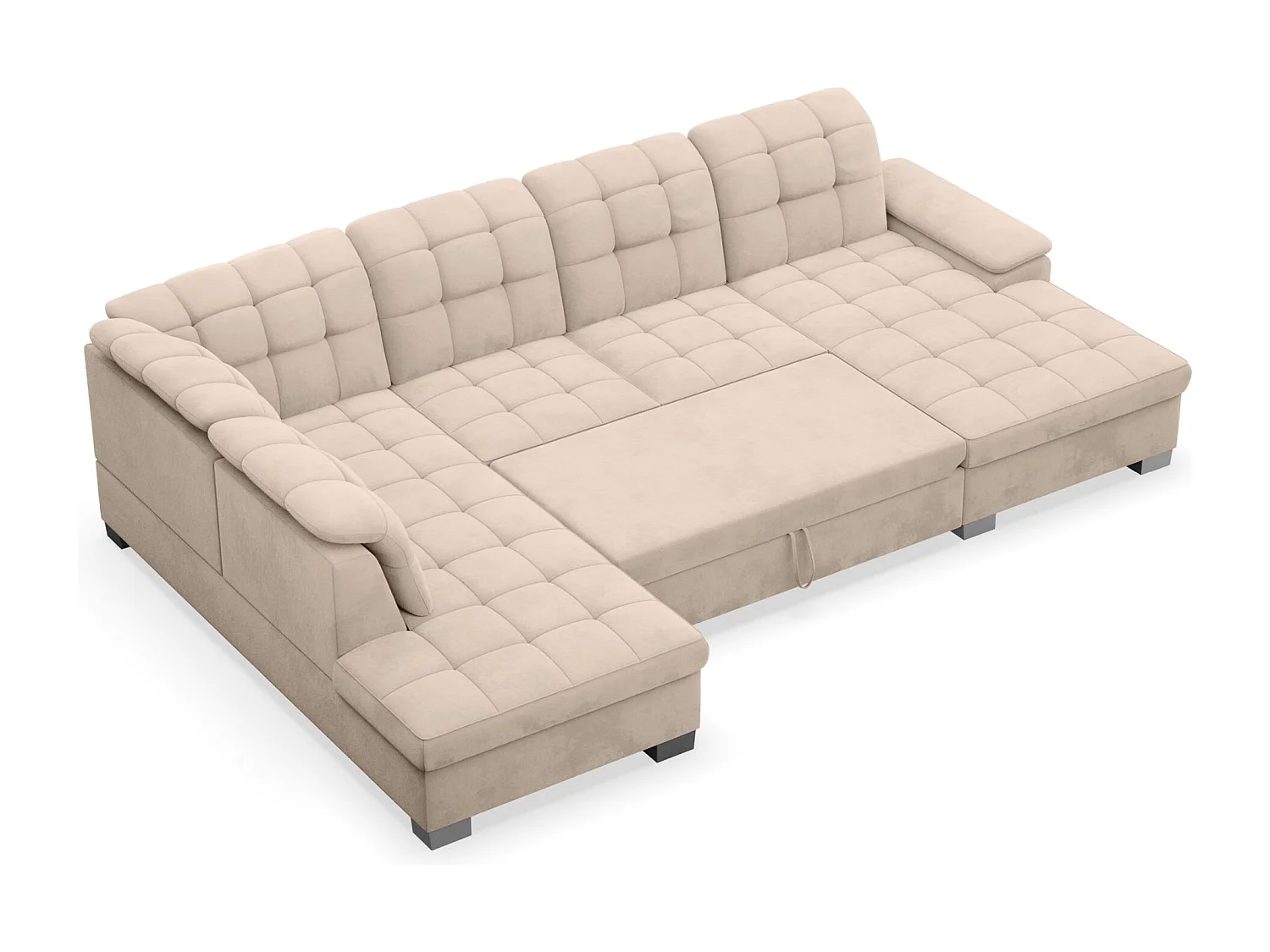 Wohnlandschaft - Schlaffunktion und Veloursbezug - rechts - beige - JAMAAL