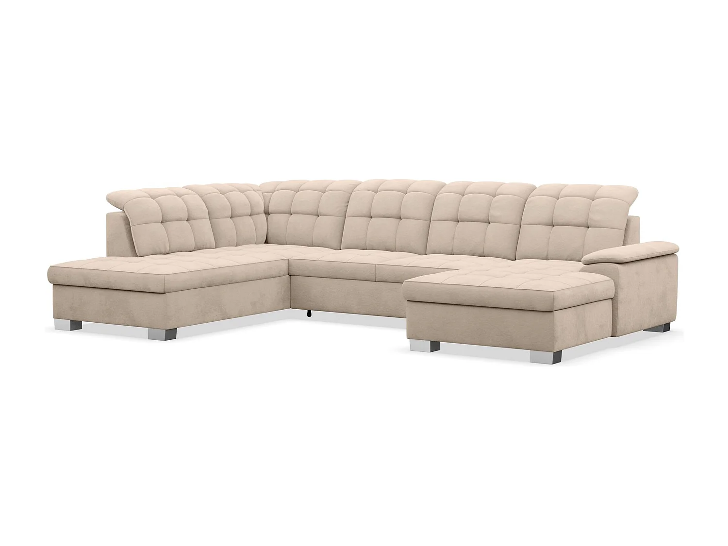 Wohnlandschaft - Schlaffunktion und Veloursbezug - rechts - beige - JAMAAL