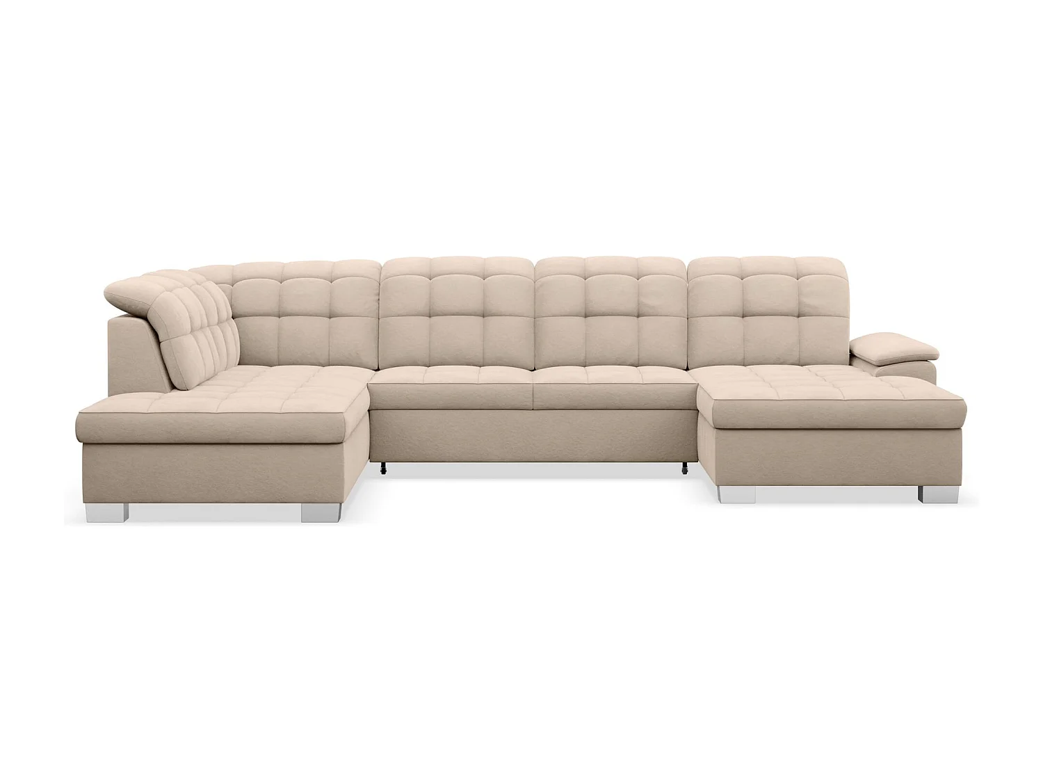 Wohnlandschaft - Schlaffunktion und Veloursbezug - rechts - beige - JAMAAL