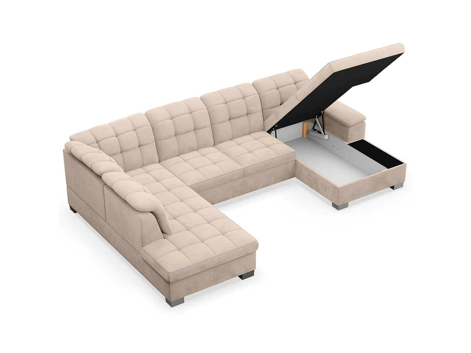 Canapé d'angle U convertible – beige– côté droit – JAMAAL