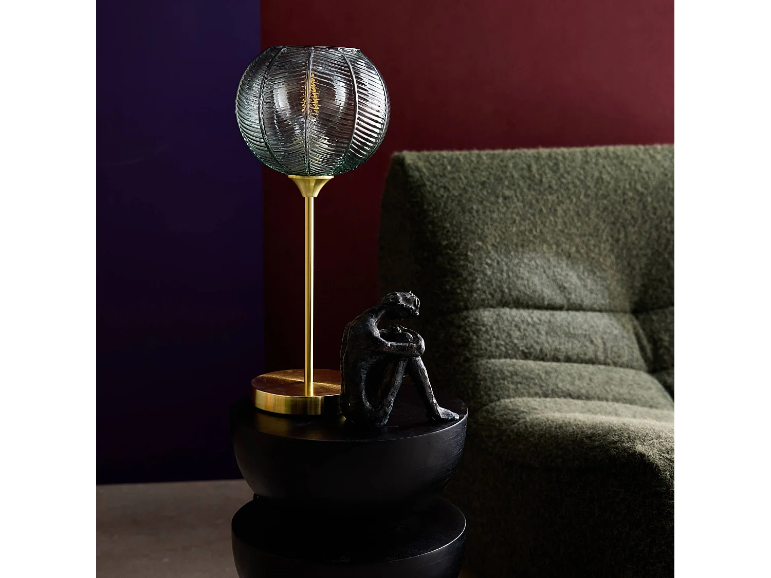 Lampada in metallo e vetro, 20cm, verde