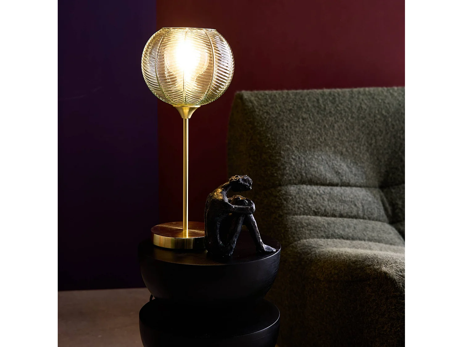 Lampada in metallo e vetro, 20cm, verde