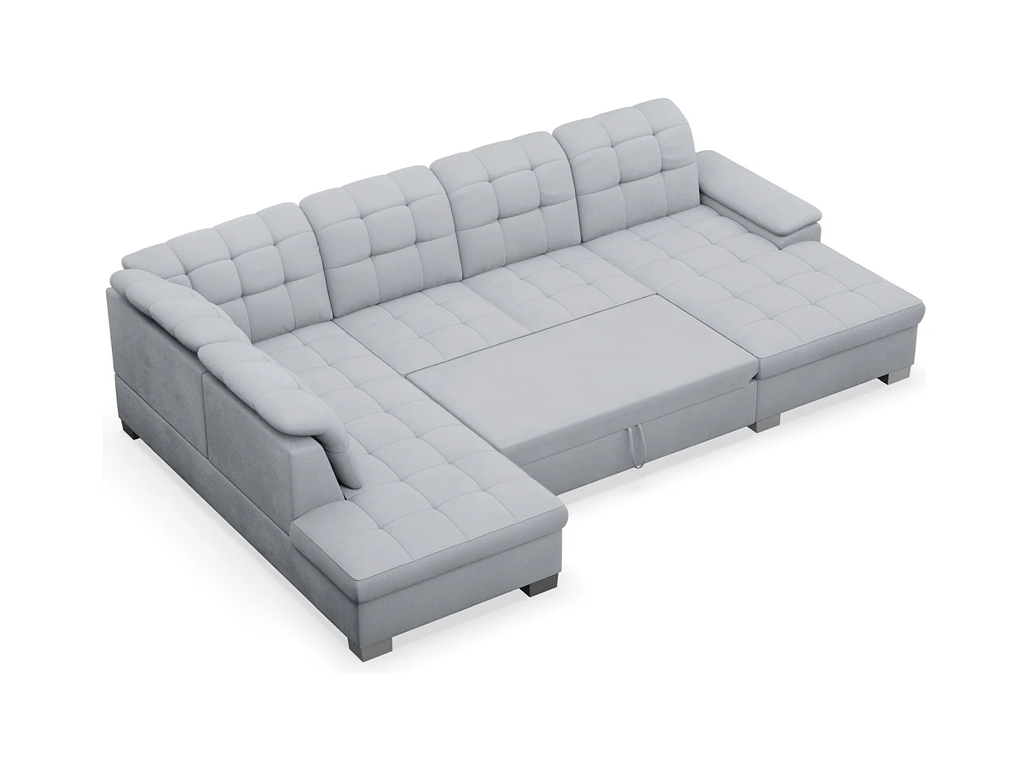 Canapé d'angle U convertible –gris clair tressé– côté droit – JAMAAL